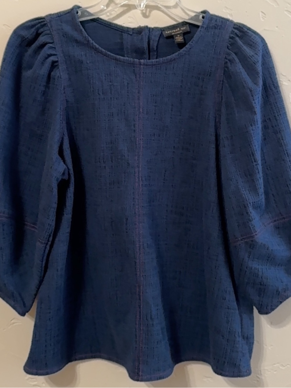 Anthropologie Indigo Puff-Sleeve Blouse
